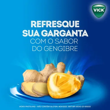 Pastillha Vick Drops Sabor Gengibre com 20 Unidades