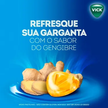 Pastillha Vick Drops Sabor Gengibre com 20 Unidades