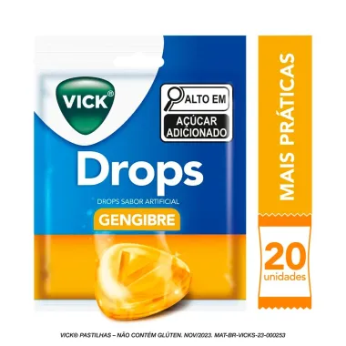 Pastillha Vick Drops Sabor Gengibre com 20 Unidades