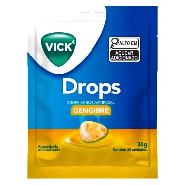 Pastillha Vick Drops Sabor Gengibre com 20 Unidades