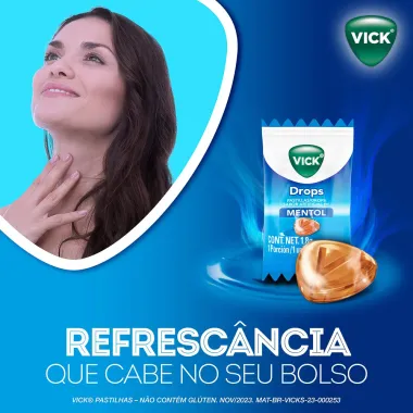 Pastillha Vick Drops Sabor Mentol com 20 Unidades