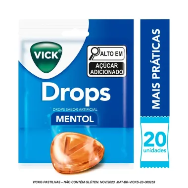 Pastillha Vick Drops Sabor Mentol com 20 Unidades