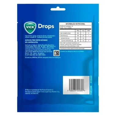 Pastillha Vick Drops Sabor Mentol com 20 Unidades