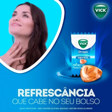 Pastillha Vick Drops Sabor Mentol com 20 Unidades