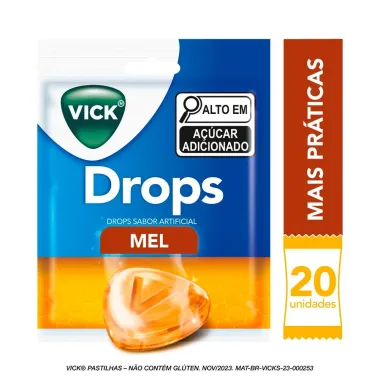 Pastillha Vick Drops Sabor Mel com 20 Unidades