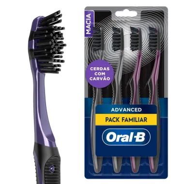 Escova de Dente Oral-B Advanced com Carvão Pack Família com 4 Unidades