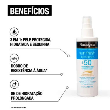 Protetor Solar Neutrogena Sun Fresh Light FPS 50 Spray 180ml