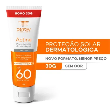 Actine Protetor Solar Darrow FPS 60 Antioleosidade sem Cor Toque Seco 30g