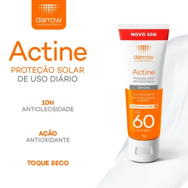 Actine Protetor Solar Darrow FPS 60 Antioleosidade sem Cor Toque Seco 30g