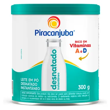 Leite em Pó Piracanjuba Desnatado Instantâneo Lata 300g