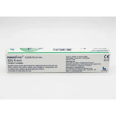 Agulha Descart&aacute;vel Novofine 32G Est&eacute;ril 4mm com 7 Unidades