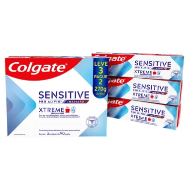 Creme Dental Colgate Xtreme Sensitive Pro-Alívio Imediato Caixa 270g com 3 Unidades