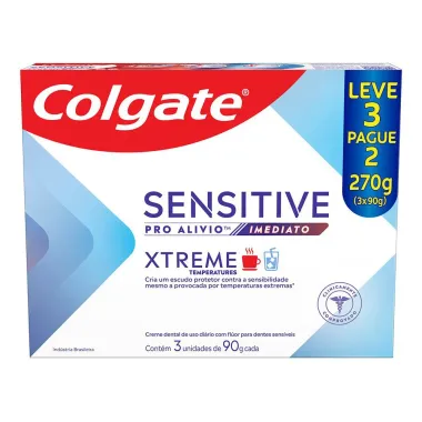 Creme Dental Colgate Xtreme Sensitive Pro-Alívio Imediato Caixa 270g com 3 Unidades
