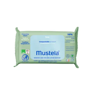 Toalha Mustela Compostáveis em Casa com 60 Unidades