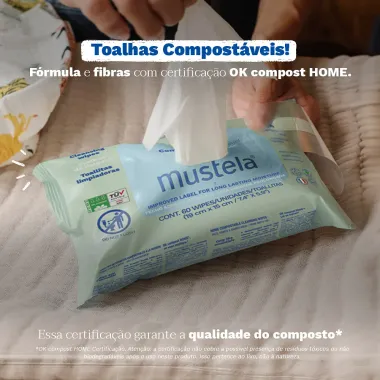 Toalha Mustela Compostáveis em Casa com 60 Unidades