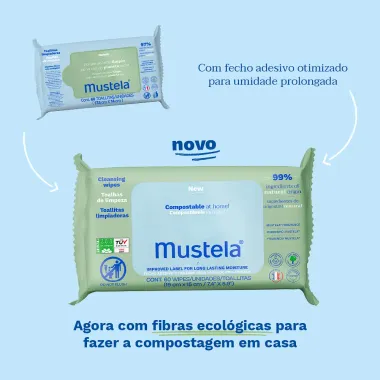 Toalha Mustela Compostáveis em Casa com 60 Unidades