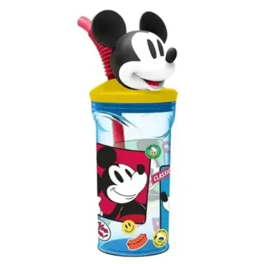 Copo 3D com Canudo Mickey Capacidade 360ml