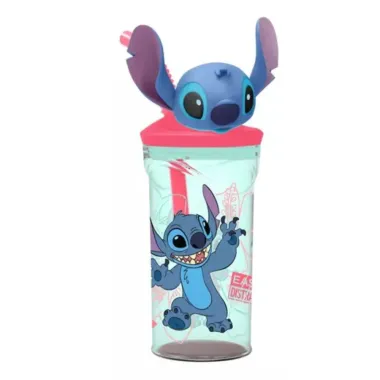 Copo 3D com Canudo Stitch Capacidade 360ml