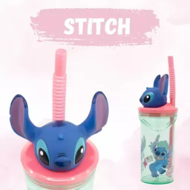 Copo 3D com Canudo Stitch Capacidade 360ml