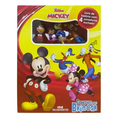 Livro A Casa do Mickey Mouse Contos para Brincar 3+ Anos com 4 Miniaturas Sortidas