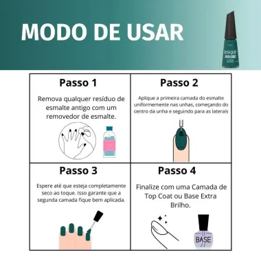 Esmalte Verde Escuro Risqué ManiCores Se Liberta do Básico Cremoso 8ml