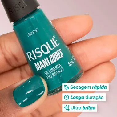 Esmalte Verde Escuro Risqu&eacute; ManiCores Se Liberta do B&aacute;sico Cremoso 8ml