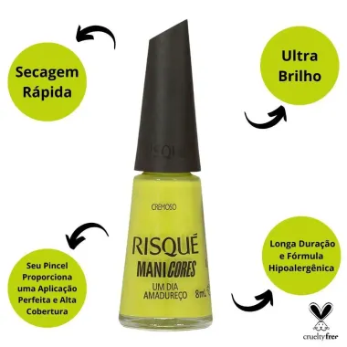 Esmalte Verde Risqué ManiCores Um dia Amadureço Cremoso 8ml