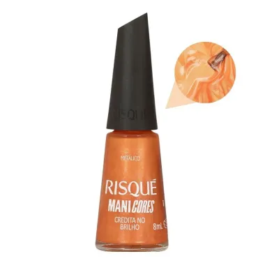 Esmalte Laranja Risqué ManiCores Credita no Brilho Metálico 8 ml