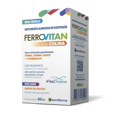 Ferrovitan com Colina Pediátrico Sabor Frutas Suspensão 60ml + Seringa Dosadora