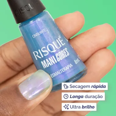 Esmalte Azul Risqu&eacute; ManiCores Esmalterapia Cintilante 8ml