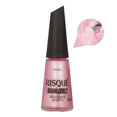 Esmalte Rosa Risqué ManiCores Não esquece do Gritti Metálico 8ml