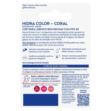 Hidratante Labial Nivea Hidra Color FPS 30 Rosé 4,8g