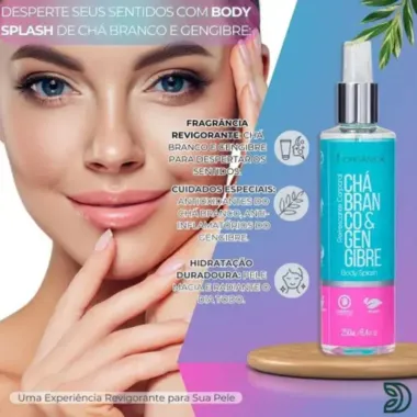 Body Splash Orgânica Chá Branco e Gengibre Refrescante Corporal 250ml