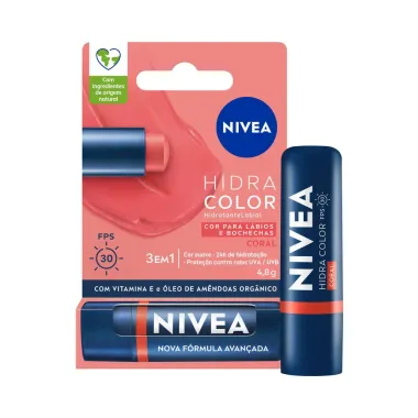 Hidratante Labial Nivea Hidra Color FPS 30 Coral 4,8g