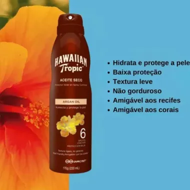 Protetor Solar Spray Hawaiian Argan Oil FPS 6 170g