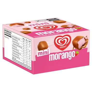 Sorvete Kibon Mini Sabor Morango Cobertura Chocolate Caixa 92g