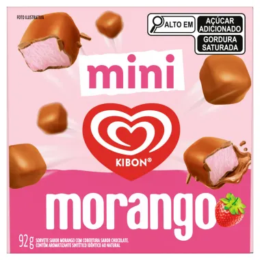 Sorvete Kibon Mini Sabor Morango Cobertura Chocolate Caixa 92g