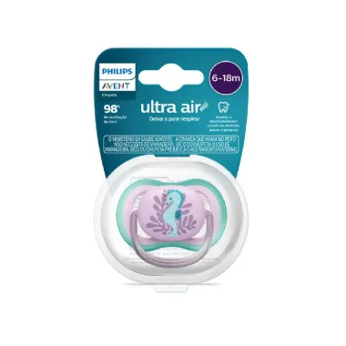 Chupeta Philips Avent Ultra Air 6 á 18 Meses Rosa com Estampa com 1 Unidade