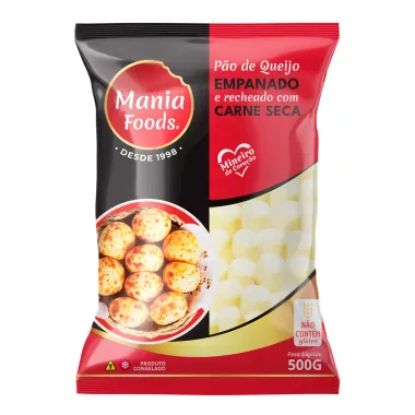 Pão de Queijo Empanado Mania Foods Recheado com Carne Seca 500g