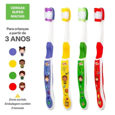 Escova Dental Infantil Multilaser Detetives do Predio Azul com 2 Unidades Para +3