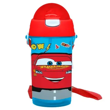 Garrafa Infantil Disney Carros com Canudo Personagens Sortidos 500ml