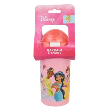 Garrafa Infantil Disney Princesas com Canudo Personagens Sortidos 500ml