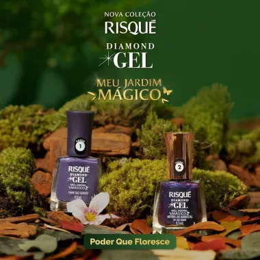 Esmalte Roxo Cremoso Risqué Diamond Gel Meu Jardim Mágico Poder que Floresce 9,5ml