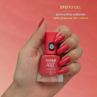Esmalte Coral Cremoso Risqué Diamond Gel Meu Jardim Mágico Vejo Flores em Mim 9,5ml