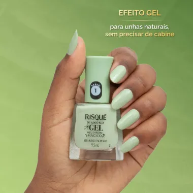 Esmalte Verde Claro Cremoso Risqué Diamond Gel Meu Jardim Mágico Meu Mundo Encantado 9,5ml