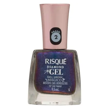 Esmalte Risque Diamond Gel Mistério das Borboletas Top Coat Fixador 9,5ml