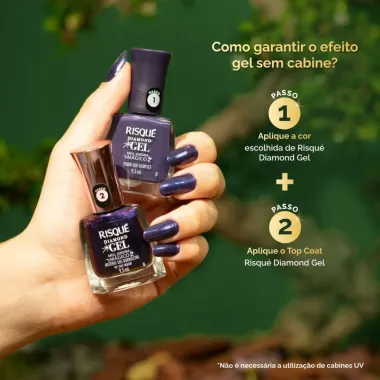 Esmalte Risque Diamond Gel Mistério das Borboletas Top Coat Fixador 9,5ml