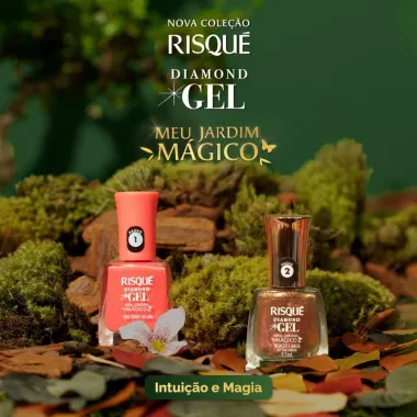 Top Coat Fixador Risqué Diamond Gel Meu Jardim Mágico Intuição e Magia 9,5ml