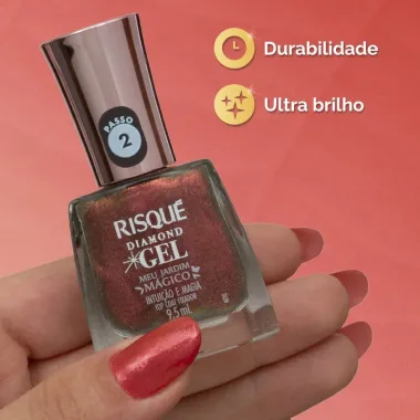 Top Coat Fixador Risqué Diamond Gel Meu Jardim Mágico Intuição e Magia 9,5ml