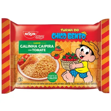 Macarrão Instantâneo Nissin Turma do Chico Bento Sabor Galinha Caipira com Tomate 85g